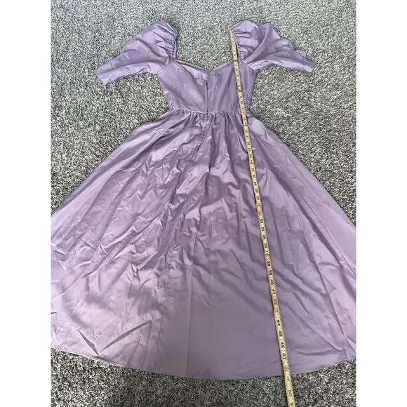 Vintage Maxi Dress Size 6 Purple Puff Sleeve A Line Princess Formal Prom 80s - Picture 14 of 16